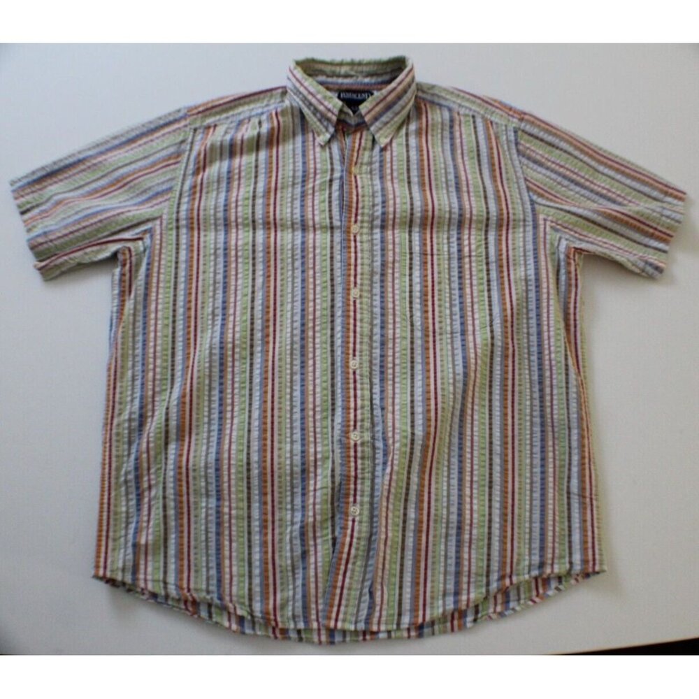 Lands' End Men's Ruffled Button Down Shirt Size L 16 - 16.5 Neck